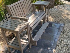 Built a small paver pad for a bench and installed 3/4" limestone rock around it.